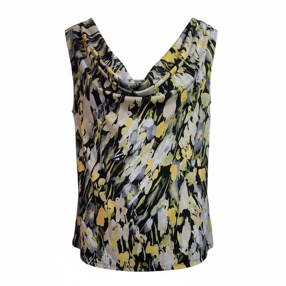 Jones Studio Tops - Jones Studio Separates Womens 1X Blouse Cowl Neck Sleeveless Floral Black Yellow